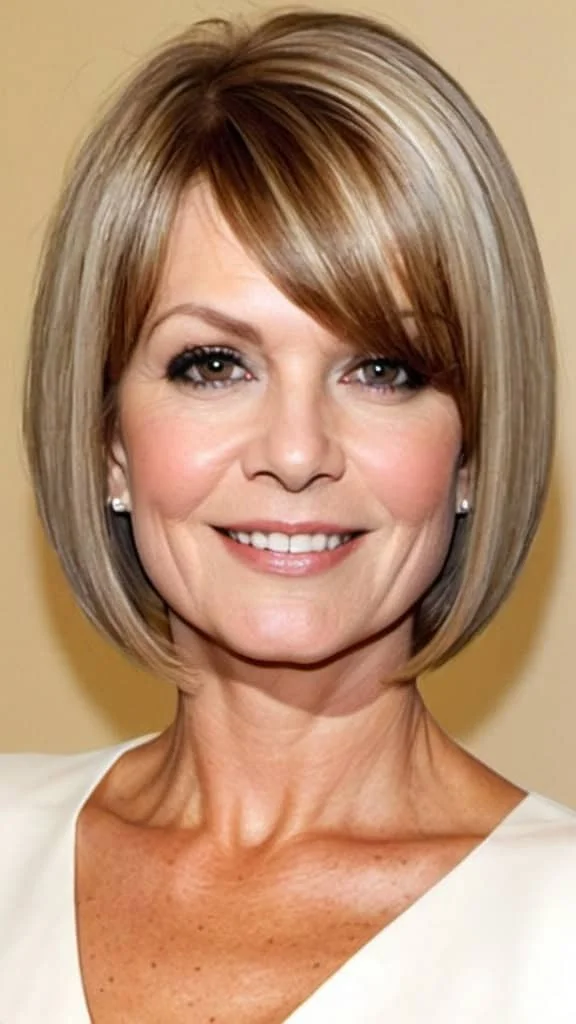 Angled Bob Hairstyles for round faces over 60