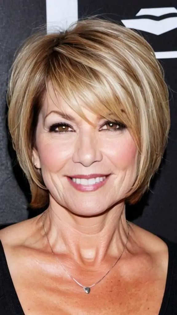 Angled Layered Bob Short hairstyles for round faces over 50