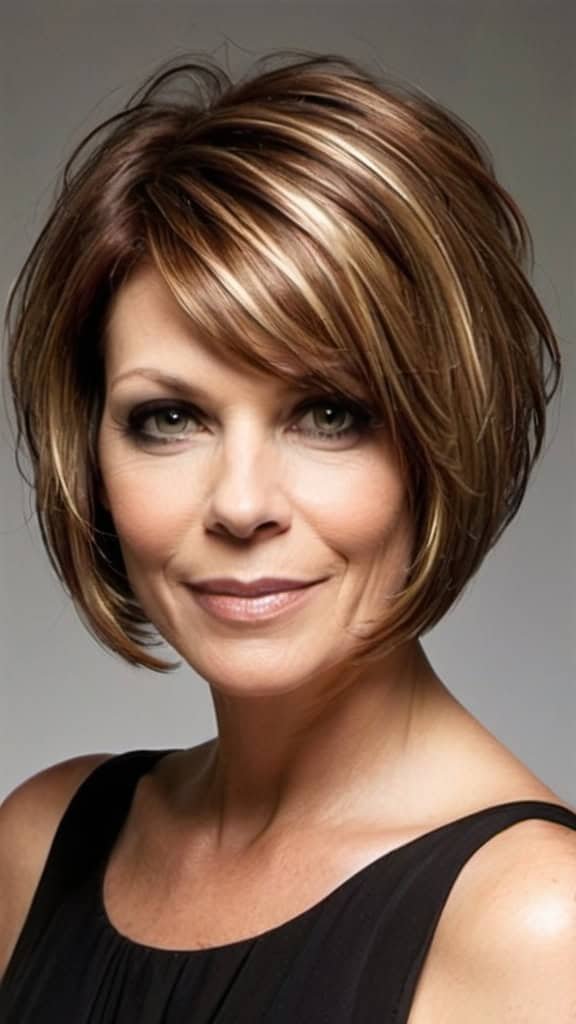 Asymmetric Bob Wavy Hairstyles For Women Over 40