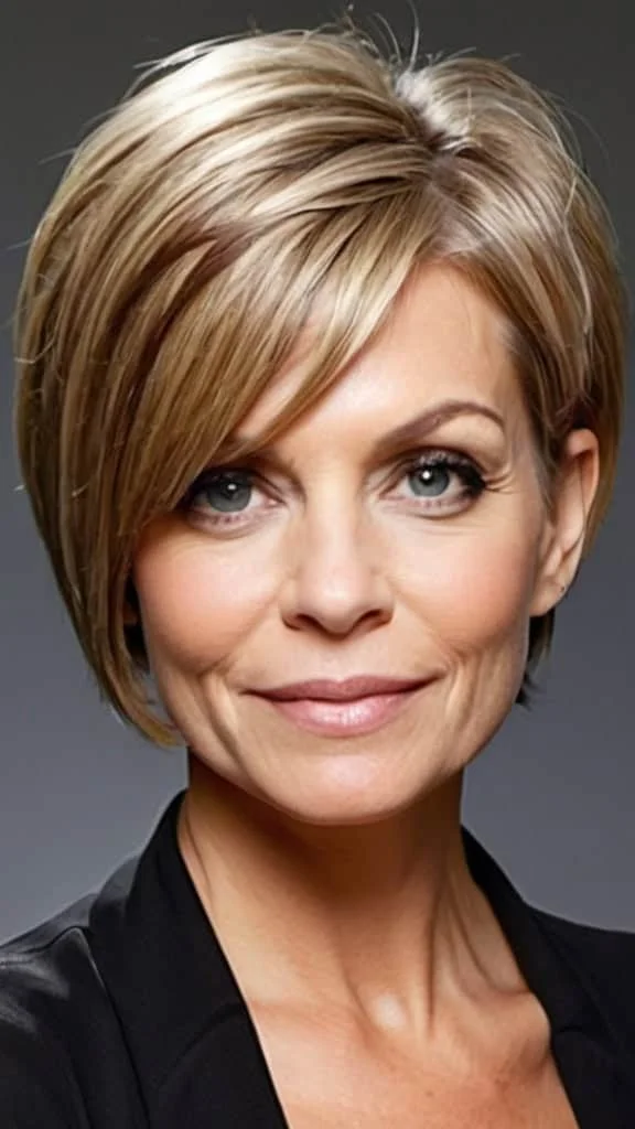 Asymmetrical Bob Short Hairstyles For Thin Hair For Woman Over 50