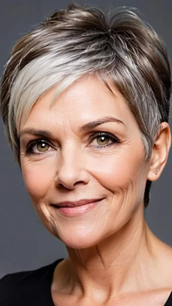 Asymmetrical Natural Pixie Pixie Haircuts For Women Over 60