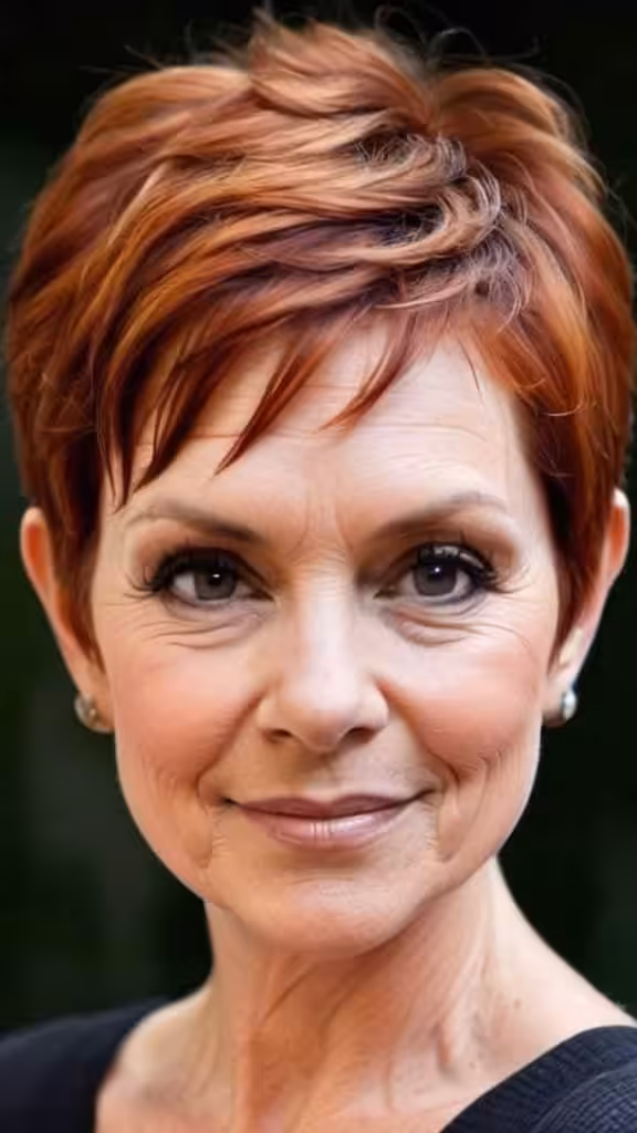 Auburn Pixie with Sideburns Pixie Haircuts For Women Over 50