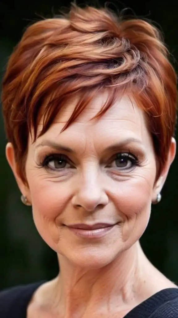 Auburn Pixie with Sideburns Pixie Haircuts For Women Over 50