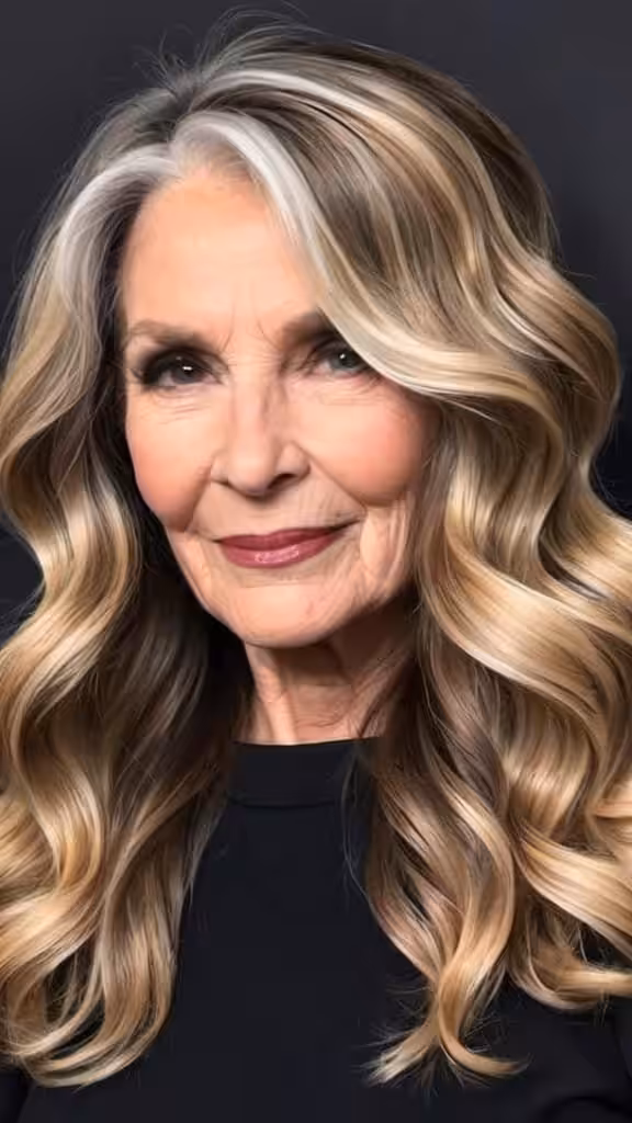 Balayage Long Thick Wavy Hairstyle Long Hairstyles For Older Women