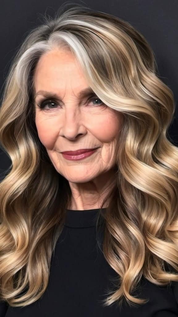 Balayage Long Thick Wavy Hairstyle Long Hairstyles For Older Women