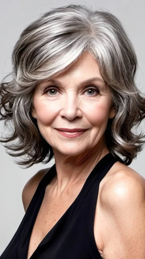 Beachy Waves Gray Hairstyles For Women Over 60