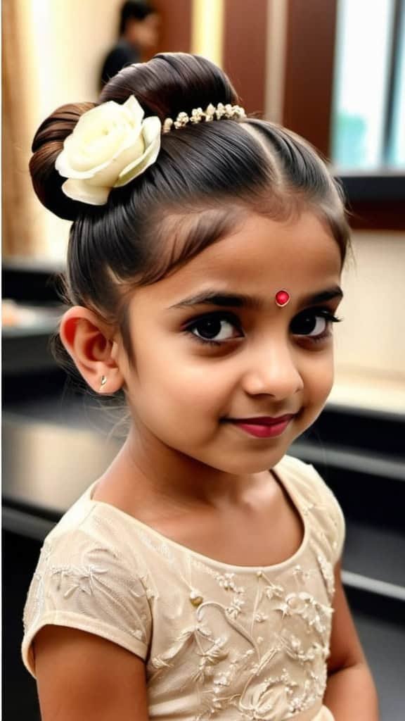 Beautiful Bun Indian Wedding Hairstyles for Kids