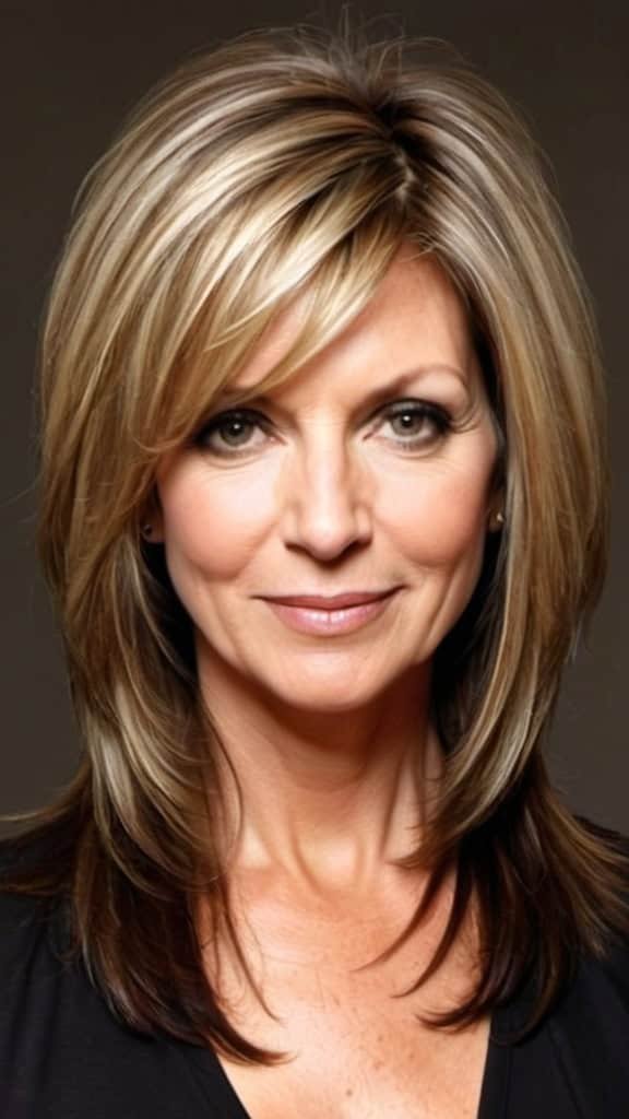 Blowout Layered Cut Long hairstyles for women over 40