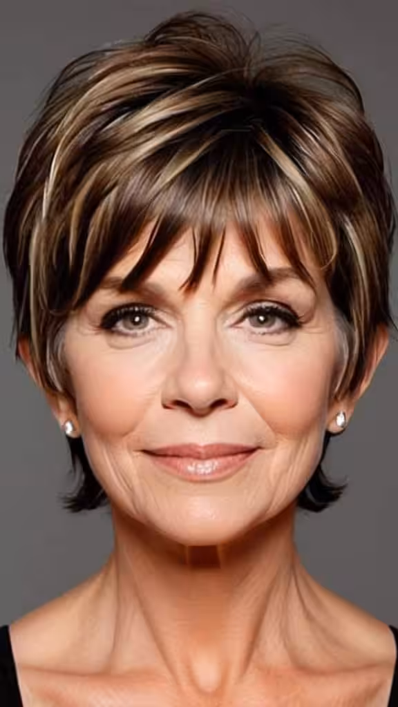 Blunt Banged Piecey Shag Short Shag Hairstyles For Women Over 60