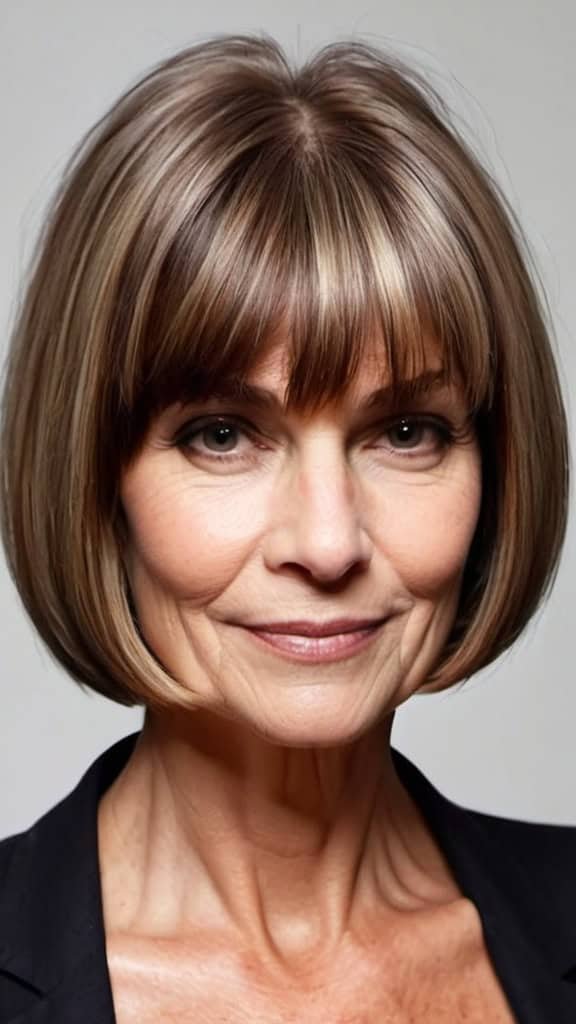 Blunt-Cut Bob Wavy Hairstyles For Women Over 40
