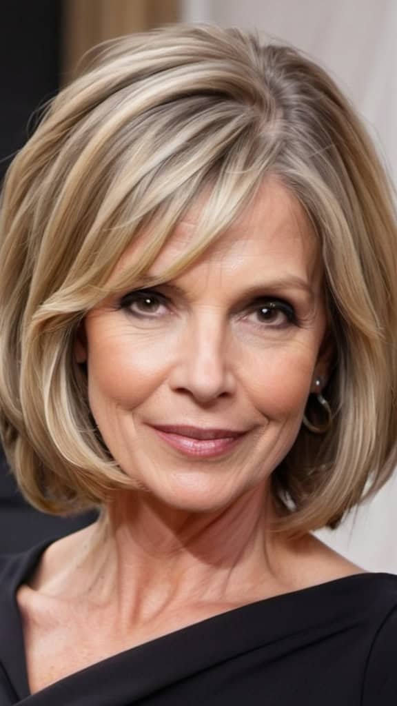 Blunt Lob Wavy Hairstyles For Women Over 40