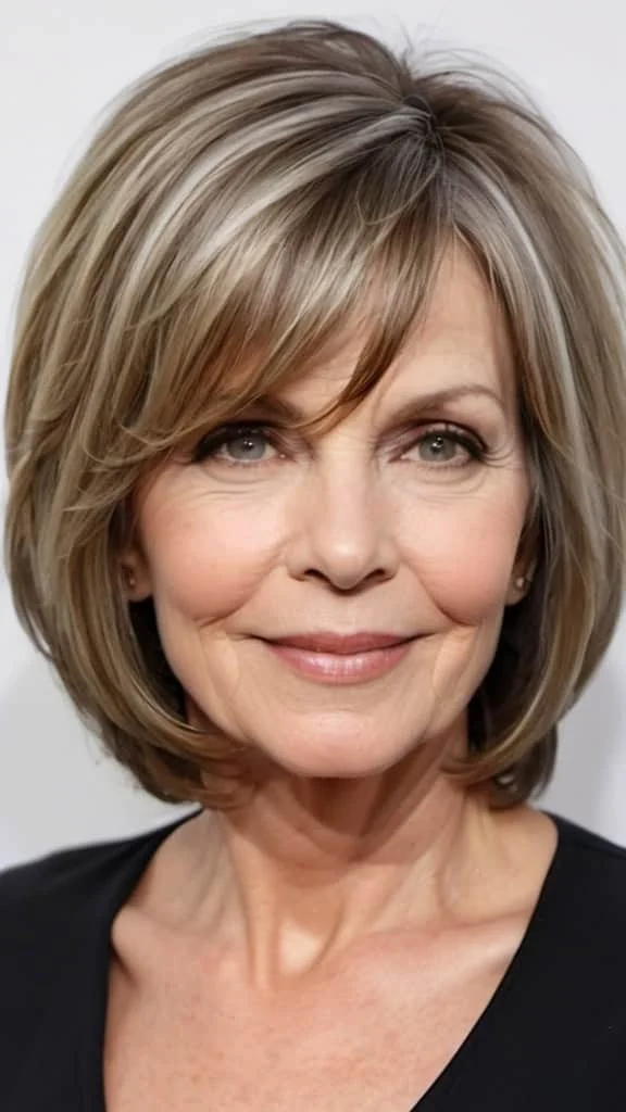 Bob With Face-Framing Layers Medium Length Hairstyles For Woman Over 60