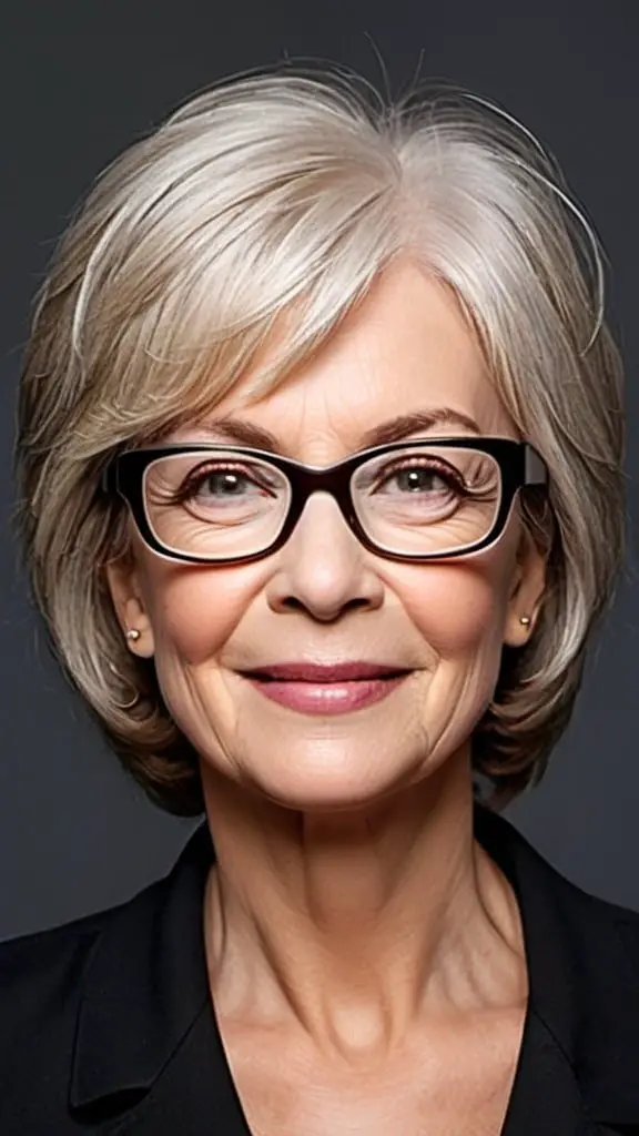 Bob With Soft Layers Hairstyles With Glasses For Woman Over 60