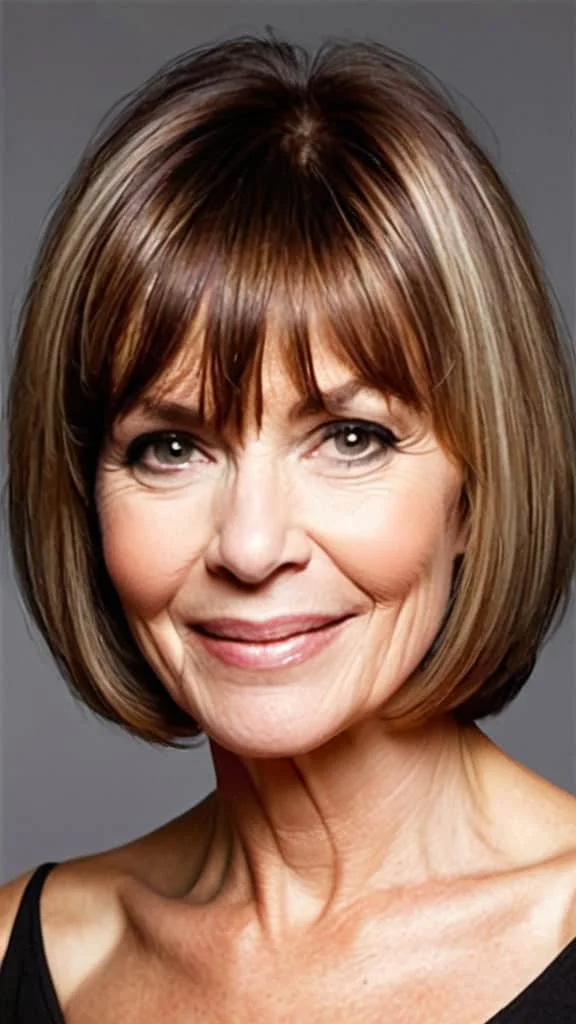 Bob with Bangs Hairstyles For Thick Hair For Woman Over 50