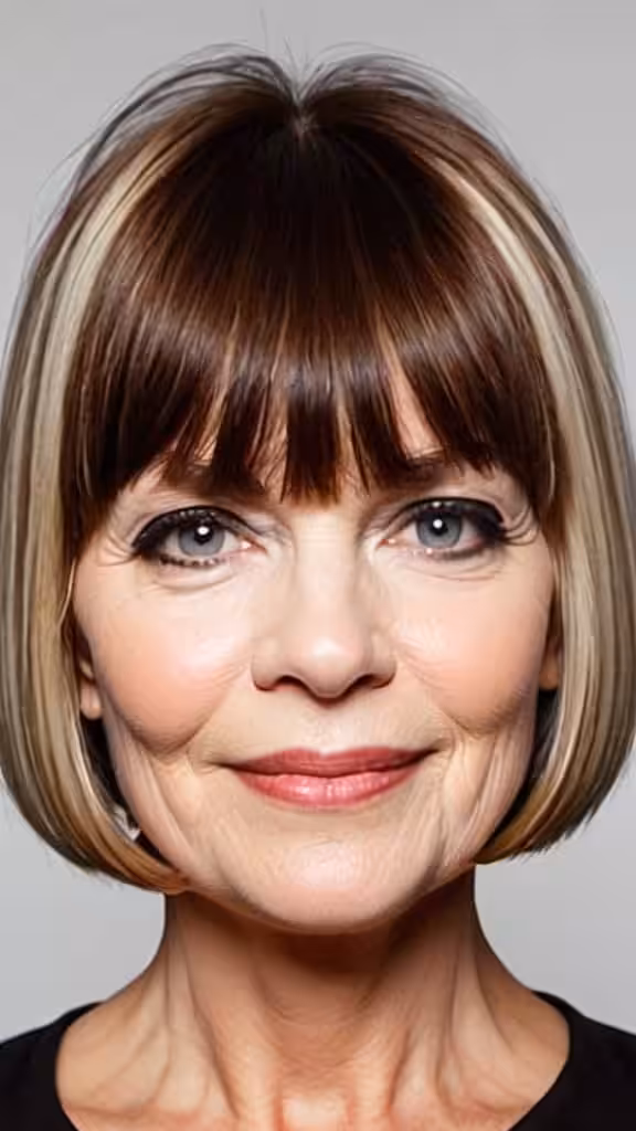 Bob with Blunt Bangs Short hairstyles for round faces over 50