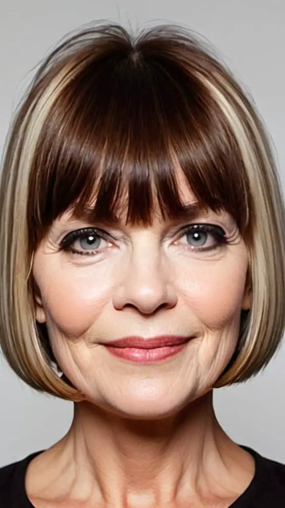 Bob with Blunt Bangs Short hairstyles for round faces over 50