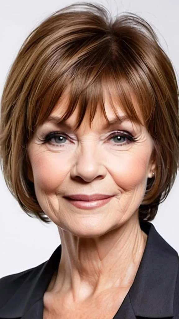 Bob with Wispy Bangs Hairstyles for round faces over 60