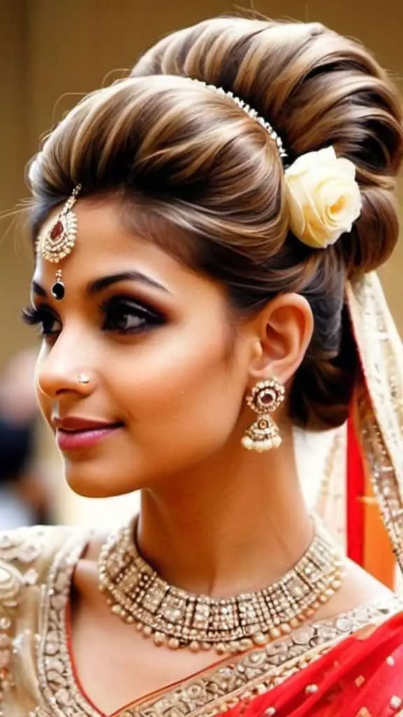 Bouffant with Puff Indian Wedding Hairstyles for Girls