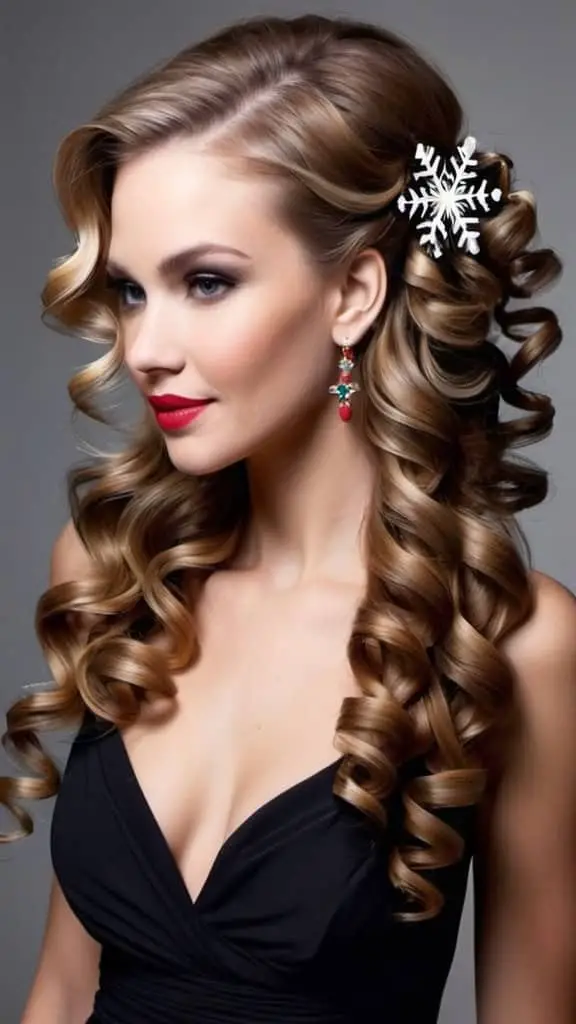Bouncy Curls Christmas Hairstyles for Women