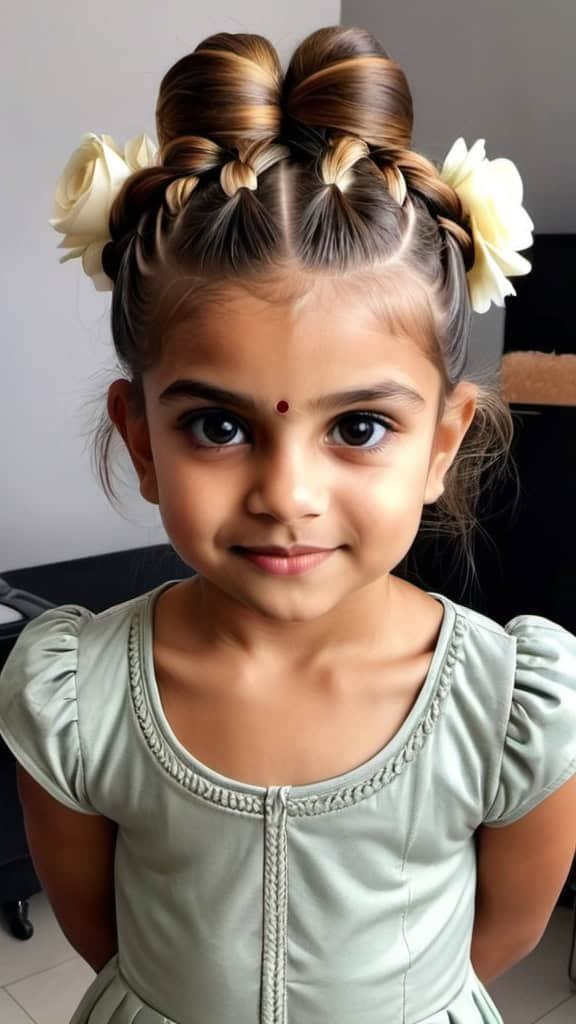 Braided Bun Indian Wedding Hairstyles for Kids