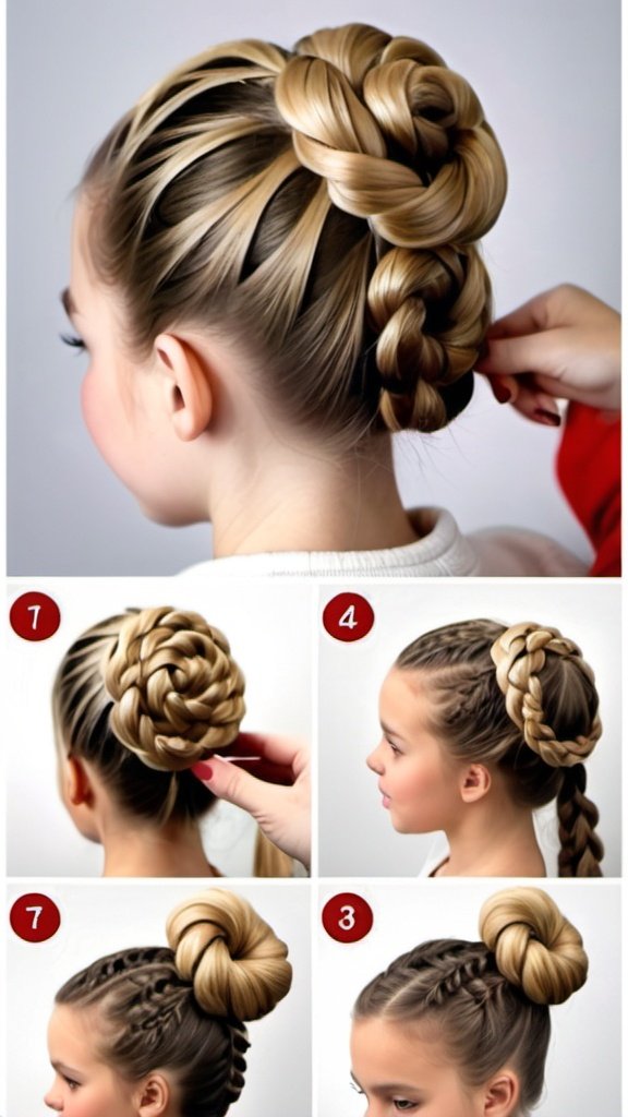 Braided Bun Christmas Hairstyles for Girls