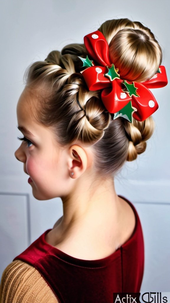 Braided Bun Christmas Hairstyles for Girls