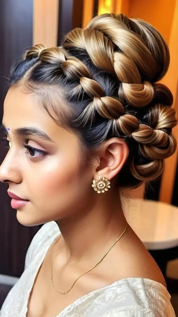 Braided Bun Indian Wedding Hairstyles for Girls