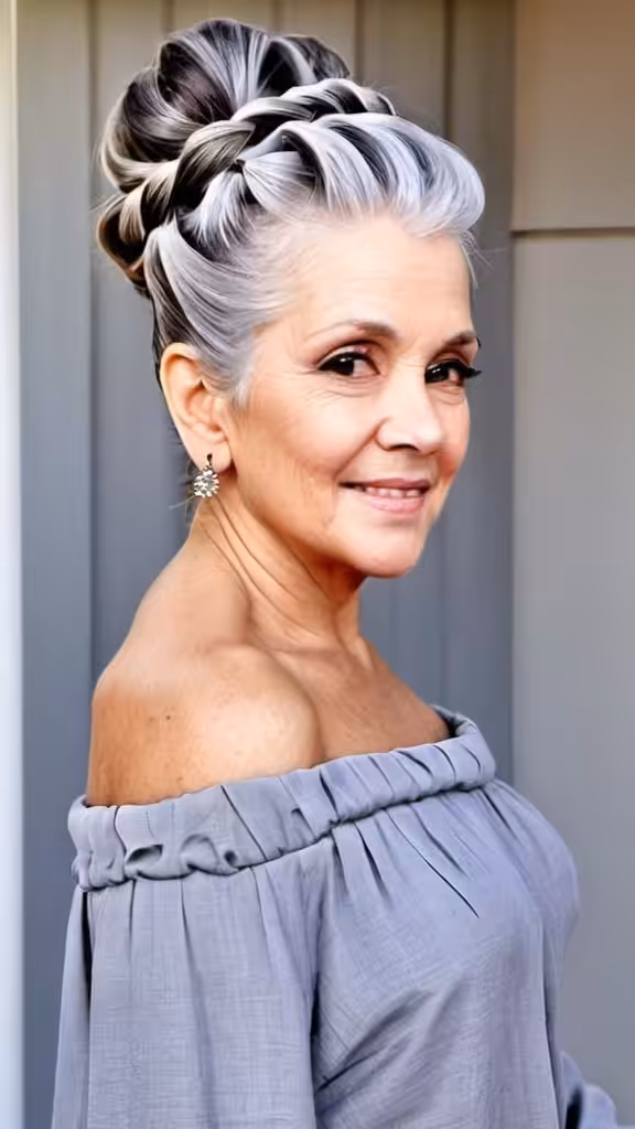 Braided Updo Gray Hairstyles For Women Over 70