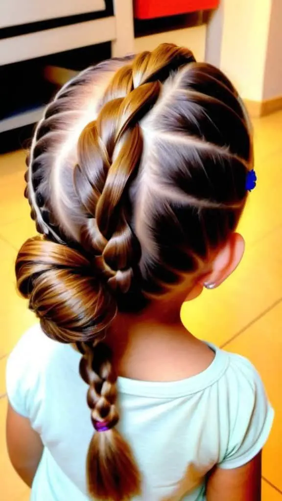Braided Updo with Side Bun Diwali Hairstyles for kids