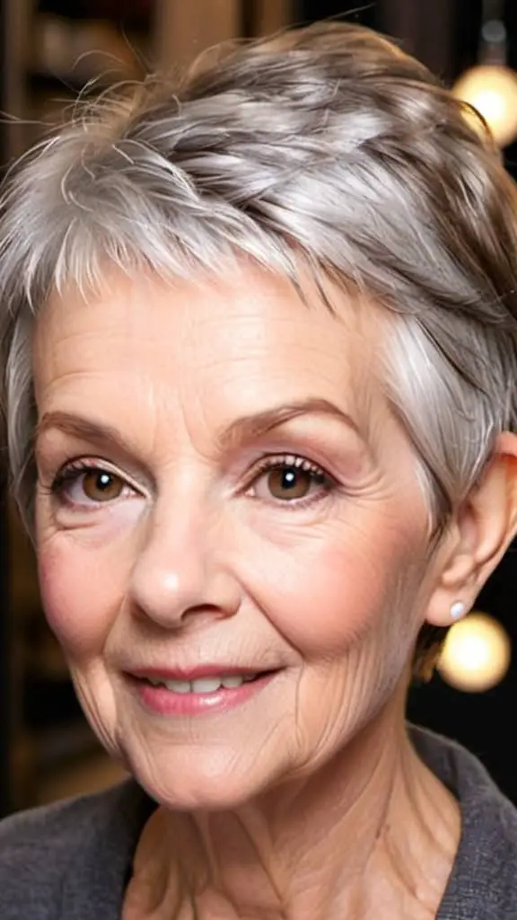 Brushed Back Pixie Wash and Wear Hairstyles For Women Over 70