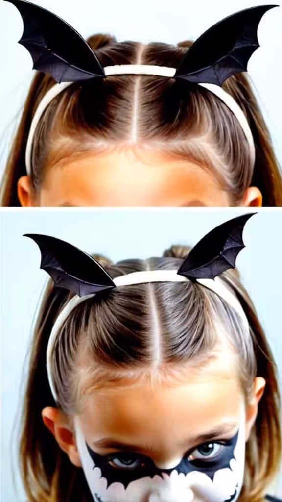 Bun with Bats Hairstyles for Halloween for kids