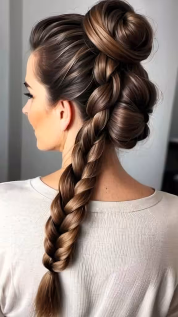 Bun with a Braid Long Hairstyles For Older Women