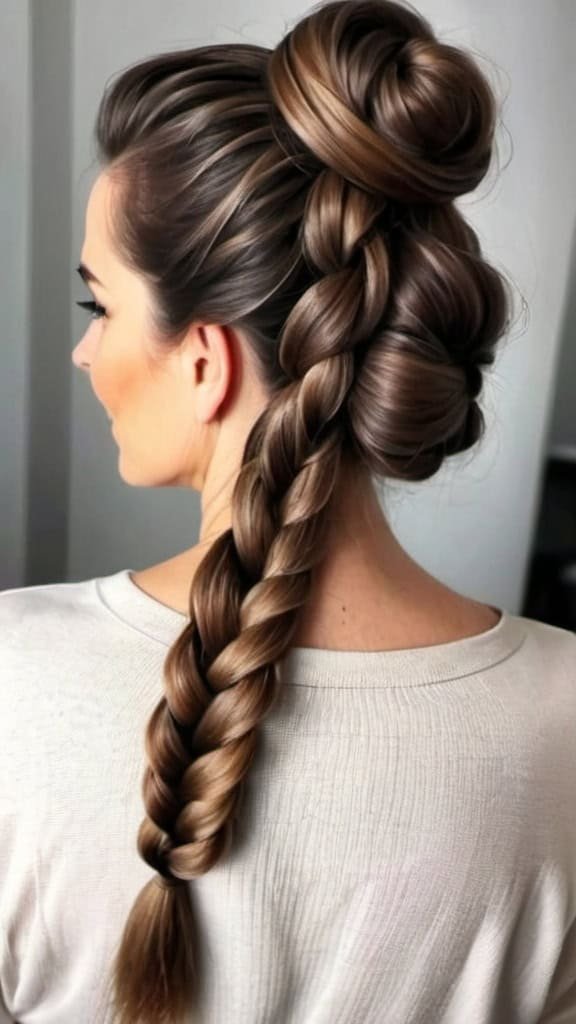 Bun with a Braid Long Hairstyles For Older Women
