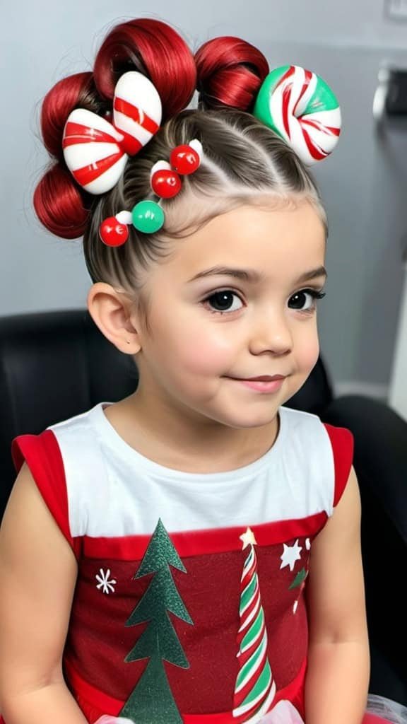 Candy Cane Hairstyle Christmas Hairstyles for Kids
