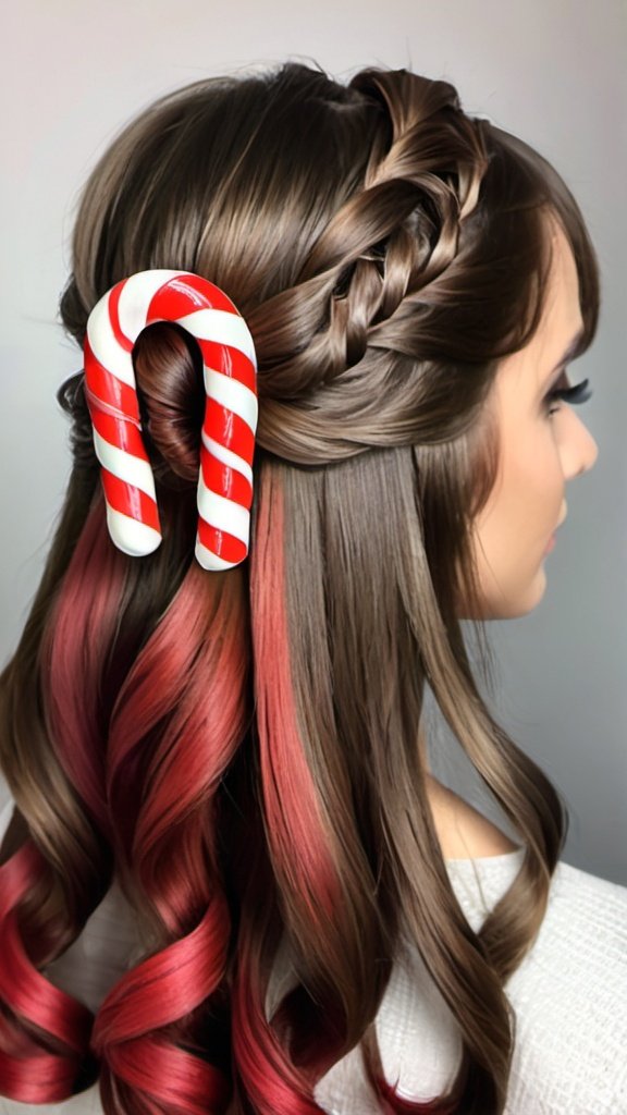 Candy Cane Hairstyle Christmas Hairstyles for Girls