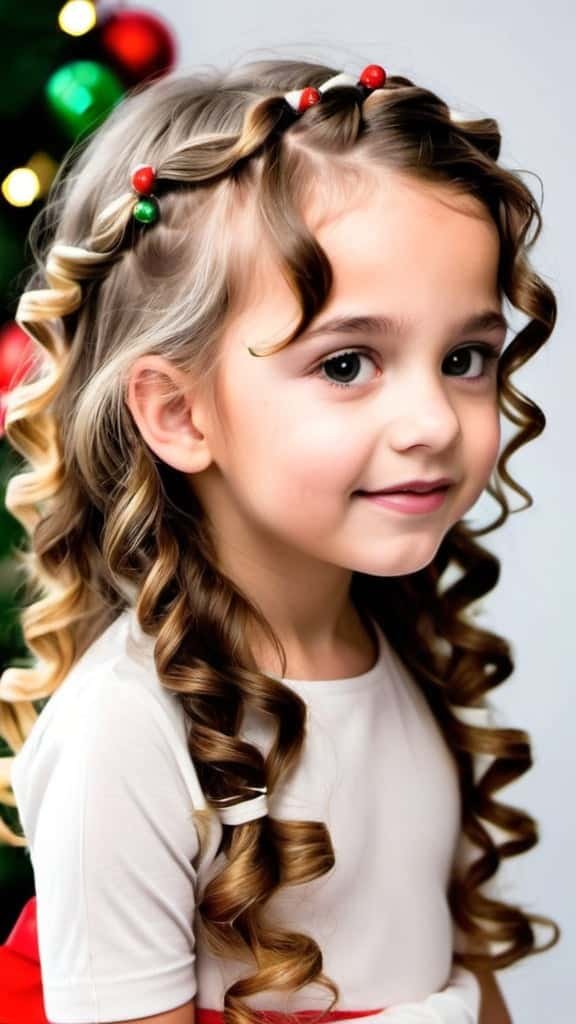 Cascading Curly Layers Christmas Hairstyles for Kids