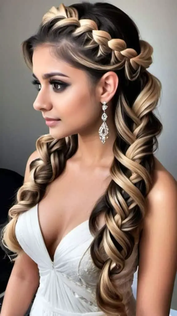 Cascading Waterfall Braid Indian Wedding Hairstyles for Women