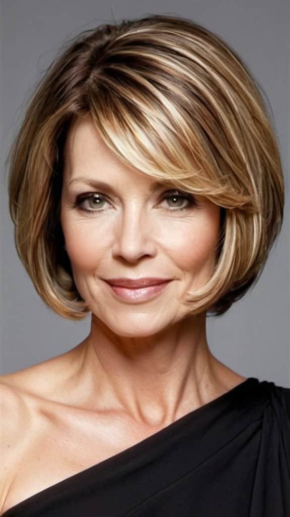 Cheek-length Bob Wavy Hairstyles For Women Over 40