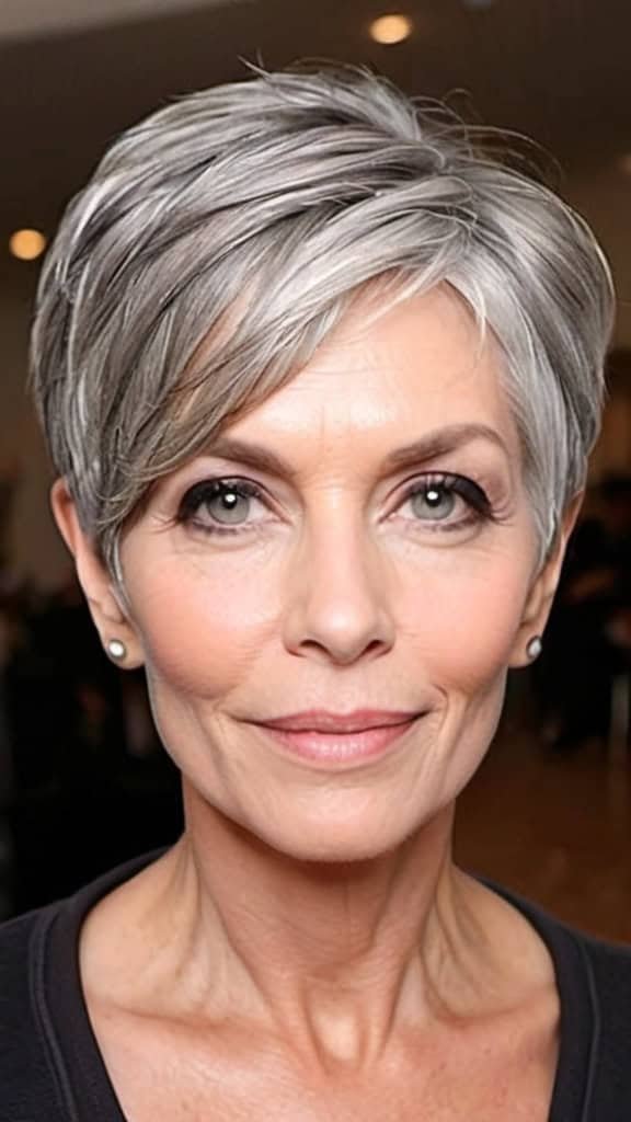 Cheekbone Bob Short Gray Hairstyles For Women Over 50