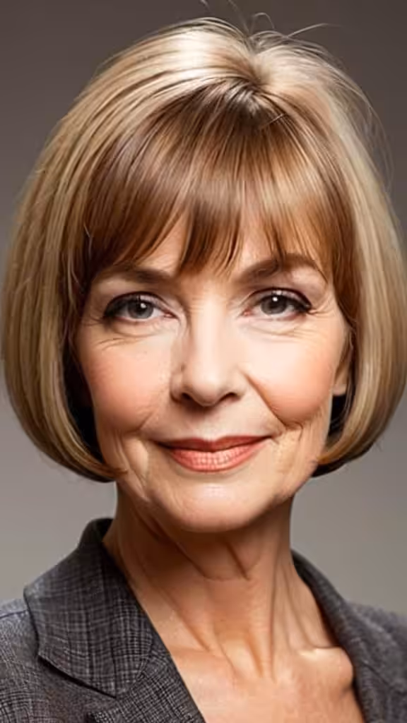 Chin-Length Bob with Bangs Bob haircuts for older women