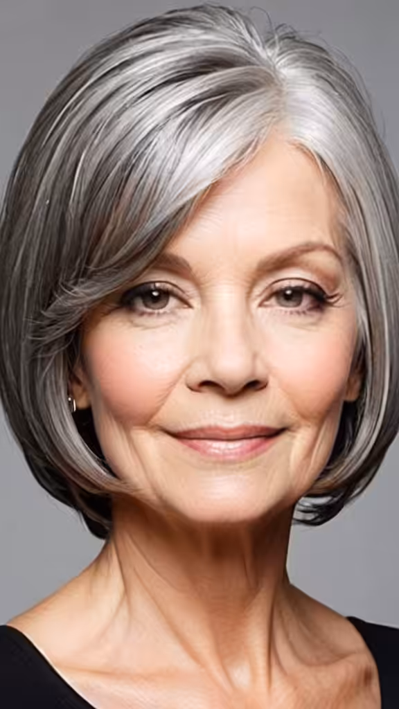 Chin Length Bob Gray Hairstyles For Women Over 70