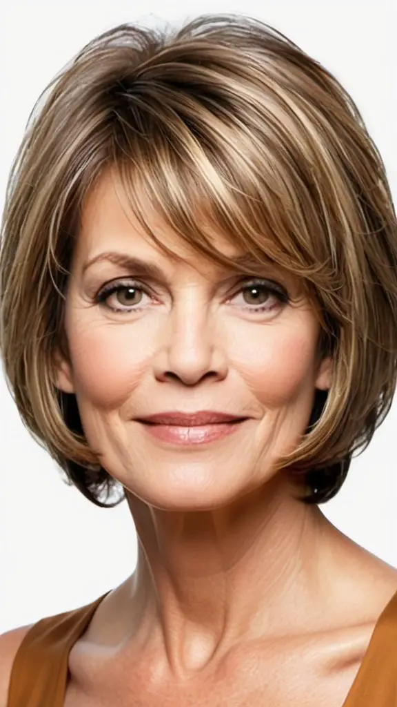 Chin-Length Layered Bob Wash and Wear Haircuts Over 50