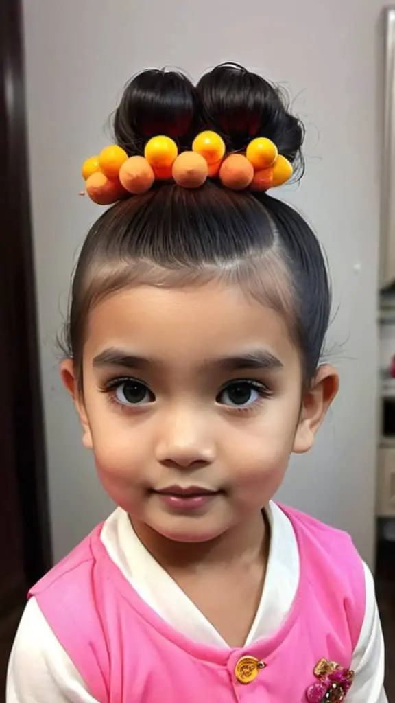 Chinese Top Knot Diwali Hairstyles for kids