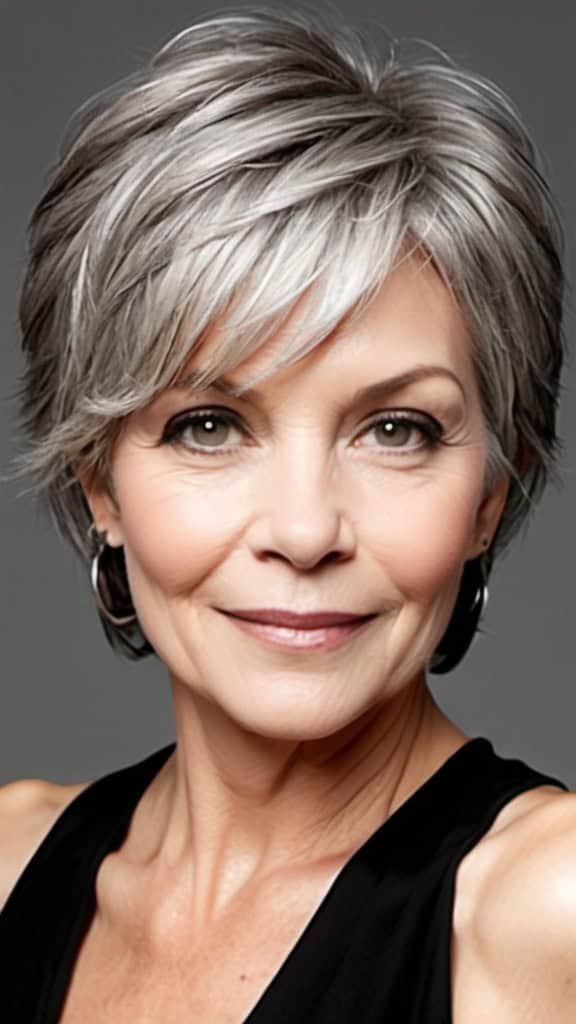 Choppy Bob Short Gray Hairstyles For Women Over 50