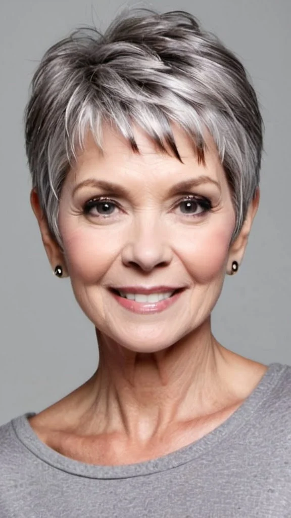 Choppy Crop Short Gray Hairstyles For Women Over 60