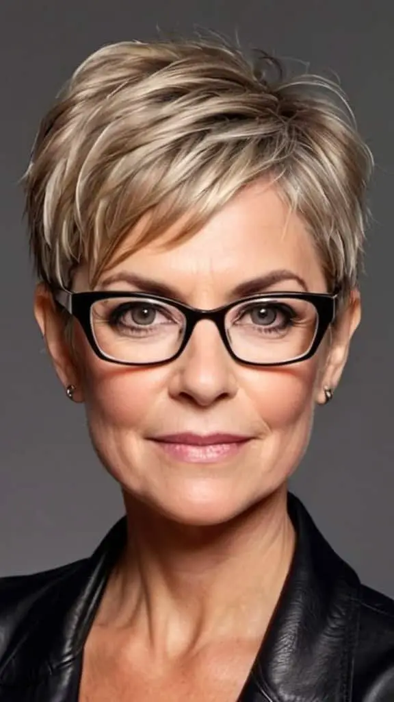 Choppy Pixie Wedge Hairstyles With Glasses For Women Over 40