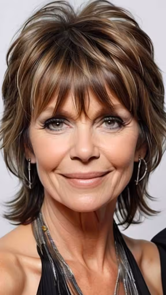 Choppy Shag with Fringe Shag Hairstyles For Women Over 50