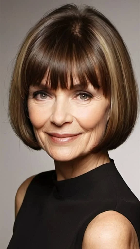 Classic Bob Hairstyle with Bangs Hairstyles with bangs for older women