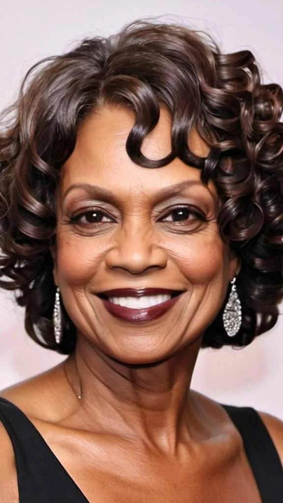 Classic Curly Bob Hairstyles for black women over 50