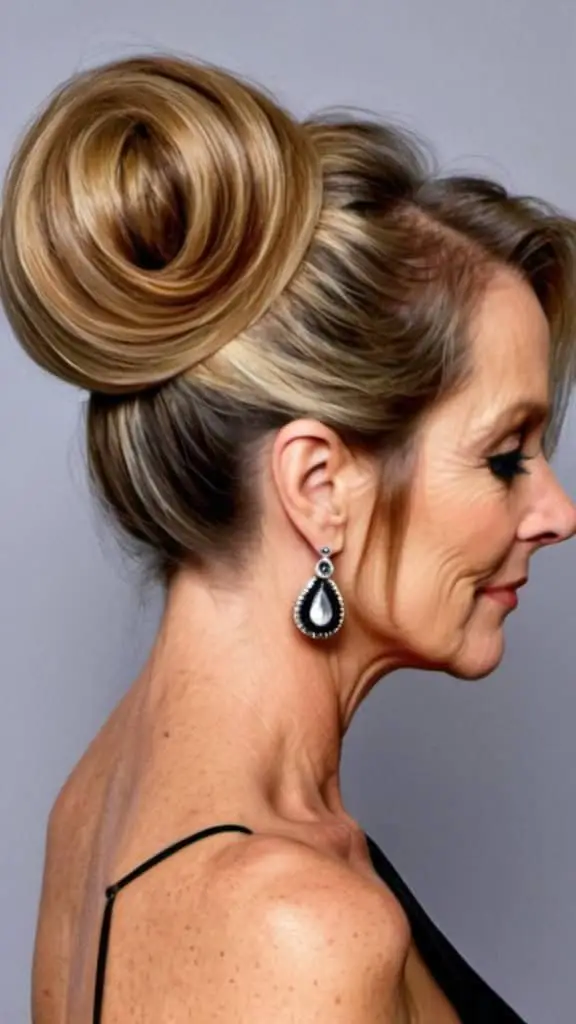 Classic Low Bun Long hairstyles for women over 50